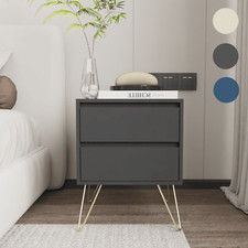 Modern Bedside Table Nightstand with Golden Legs for Bedroom Storage
