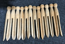 12 x Vintage Wooden Dolly Pegs Old Clothes Pegs Washing Line Laundry Crafts