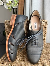 Clarks Shoes UK 5 D Navy Blue Leather  Gladiator