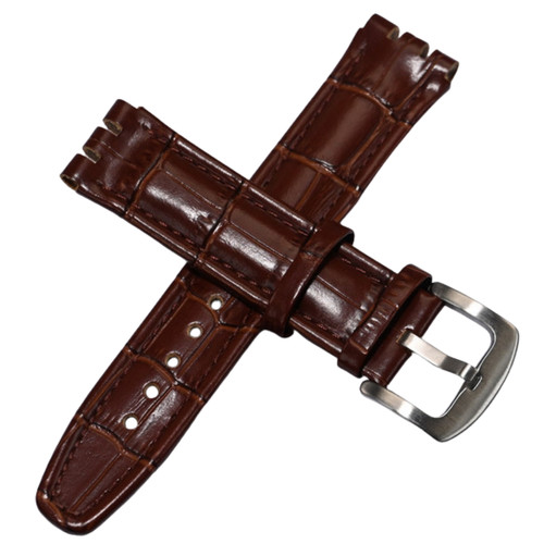 Brown leather watch strap - brown,