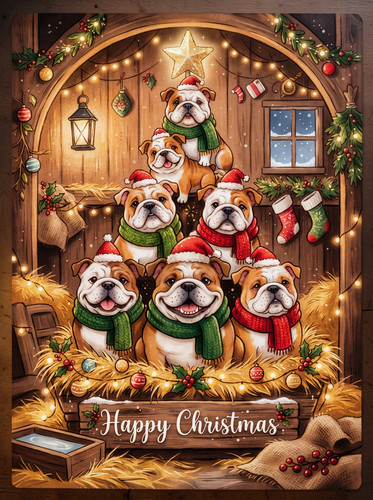 English bulldogs christmas - english,