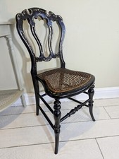 French Rococo Ebonised Chair Mother Of Pearl Cane Bergere 1830 FREE POSTAGE 