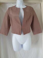 LK Bennett Taupe Bolero Jacket UK 6 JK Vanda Cotton/Silk Blend 3/4 Sleeve Lined