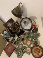 Various Vintage Metal Sporting Medals Plaques and Trophy Job Lot