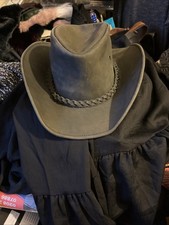 Men’s Size XL Green Real Leather Cowboy Hat, Plaited Trim