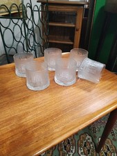6x Scandinavian Design Frosted Ice Rock Heavy Based Whisky Tumblers -7.5cm Tall