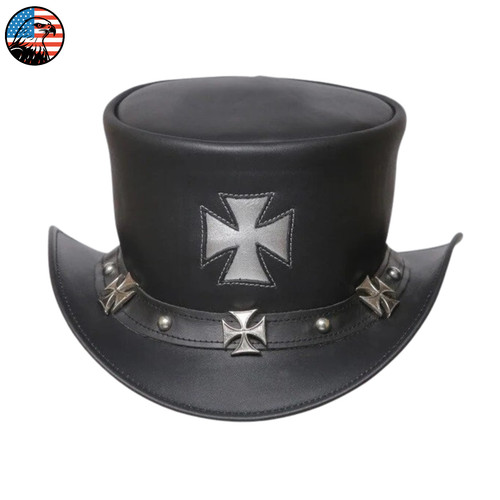 Handmade leather top hat - handmade,