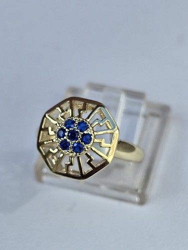 Gold plated blue stone art - gold,