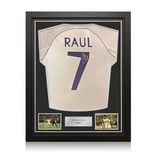 Raul Signed Real Madrid 1999-2000 Home Football Shirt. Standard Frame