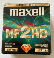 Maxell MF2HD Double Sided Floppy Disk Diskette 1.44 MB-10 Discs. New Other