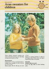 Child's Knitting Pattern (all sizes) Aran Sweaters For Children Used Ex Conditio
