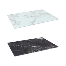 1x Rectangle Glass Chopping Board 40cm x 30cm Marble Kitchen Worktop Saver