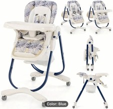 Folding Baby HighChair. Adjustable Convertible High Chair W/ Removable Tray