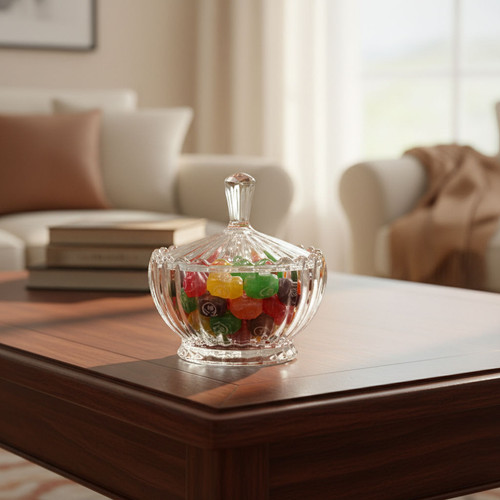 Crystal jar lidded sweets - crystal,