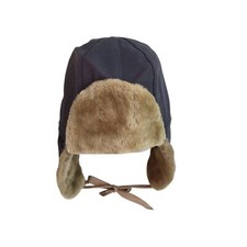 Vintage Morgans Deerstalker Hat 60s Trapper Blue & Beige Fur Trim 