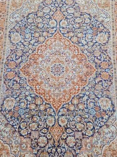 Vintage 1970s persian silk rug - silk,