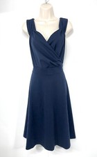 GRACE KARIN Soft Silky Jersey Classic Style Navy Fit & Flare Dress UK 18 20 2XL