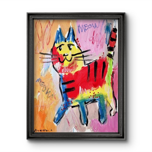 Aleph hand painted cat - hand,