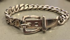 Vintage Hallmarked Sterling Silver Belt Buckle Curb Bracelet 41 Grams