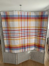 Vintage French Linen Plaid Tablecloth Country Cottage