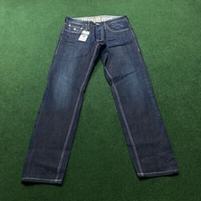 Vintage Blue Blood Denim Pants Mens 32 Dark Blue Raw Jeans Fits 32x31