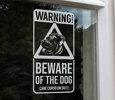 WARNING Beware of the Dog Sticker, Cane Corso Home Security Window Sign Guard V4
