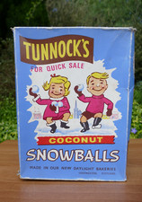 Vintage Advertising Tunnocks Coconut Snowballs Cardboard Box