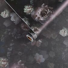 VEELIKE Black Peony Floral Peel and Stick Vinyl Wallpaper Vintage Removable