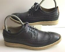 MENS CLARKS GAMBESON LIMIT LEATHER BROGUES . UK 7 . LACE UP NAVY BLUE SHOES  VGC