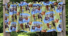 Western Cowboy Valance Cowgirl Horse Ranch Pony Cowpoke Equine Handmade Curtain