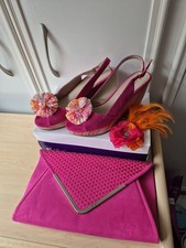 Hot Pink Faux Suede Wedge