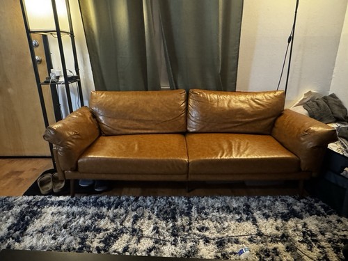 Brown faux leather sofa - brown,