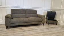 FURNITURE VILLAGE 'WADE' 3 SEATER SOFA WITH ADJUSTABLE HEADRESTS & STORAGE STOOL