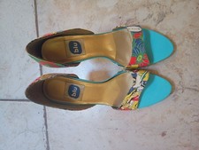 Vintage Blu Ladies Shoes POP Art  Faux Leather Heels Stunning  EU36 UK3.5/4