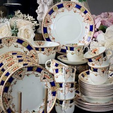 Antique Early 20C Tea Cup / Breakfast Set 38pc Edwardian Imari Style English VGC