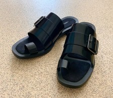 Zara Black Slip On Sandals  Sliders Backless Mules UK4 EUE37