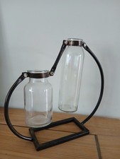 Curio Industrial Bronze Bottle Holder. Experiment Lab Steampunk Art Vase Display