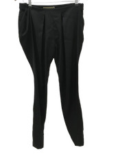 BALENCIAGA PARIS Ladies UKM Black Wool Blend Trousers Zip Leg/Pleat Detail Used 
