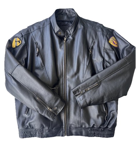 Black leather biker - leather,