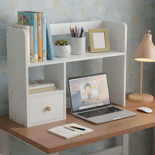 Desk shelf with - desk, drawer