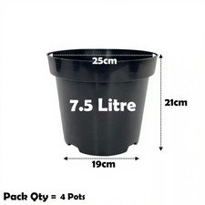 7.5 Litre Black Plant Pots