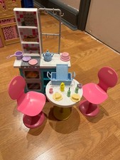 Blue Barbie Kitchen Play Set Oven With Accessories