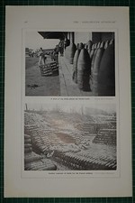 1916 WWI WW1 PRINT ~ BIG SHELLS VERDUN FRONT ~ RESERVOIR SHELLS FRENCH ARTILLERY