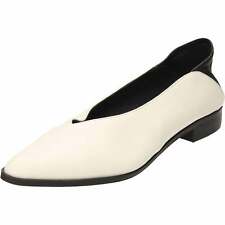 Shellys London White Leather Flat Ballet Shoes Collapse Heel Pumps Bridal Black