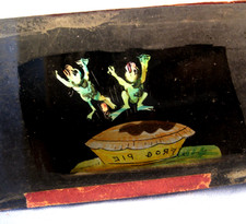 ANTIQUE VICTORIAN OPTICAL TOY MAGIC LANTERN SHADOW SLIDE FROG PIE