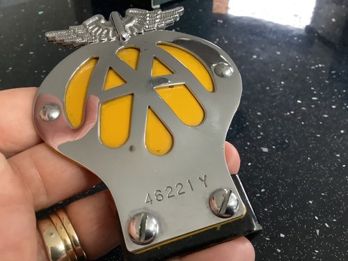 Vintage chrome enamel aa car - chrome,