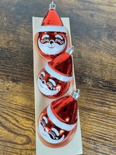 Vintage Christmas Weiste Helsinki Mercury Glass Santa Face Baubles 