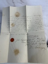 1847–1850 German Official Document • Mannheim Kurrent Script W/ Wax Seal Antique