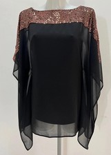 Ladies Roman Black Slit Sleeve