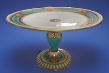 BROWN WESTHEAD MOORE 1865 Antique Turquoise Gold Tazza Centrepiece Cake Stand